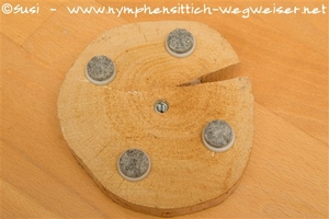 Möbelgleiter unter der Holzscheibe