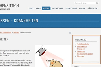Hauptpunkt Krankheiten mit allen Unterpunkten im Seitenmenü