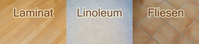 geeignete Fußböden: Laminat, Linoleum und Fliesen