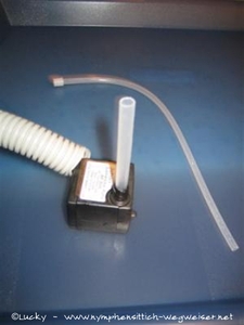 Dickeres Röhrchen auf Pumpenausgang stecken