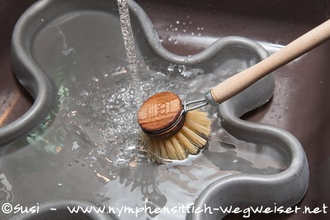 Badeschale mit der Spülbürste reinigen