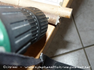 Löcher in die Äste bohren