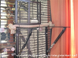 Halterung an der Voliere - ausgeklappt