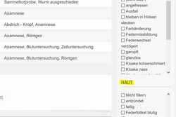 neue Auswahlmöglichkeiten zur Einschränkung der Liste von Krankheiten und Symptomen