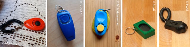 Verschiedene Clickermodelle (Pfeife und mit Tonveränderung) Clicker mit und ohne Pfeife und mit der Möglichkeit den Ton zu verstellen